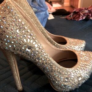 Embellished 5 Inch Diamond High Heels Size 7